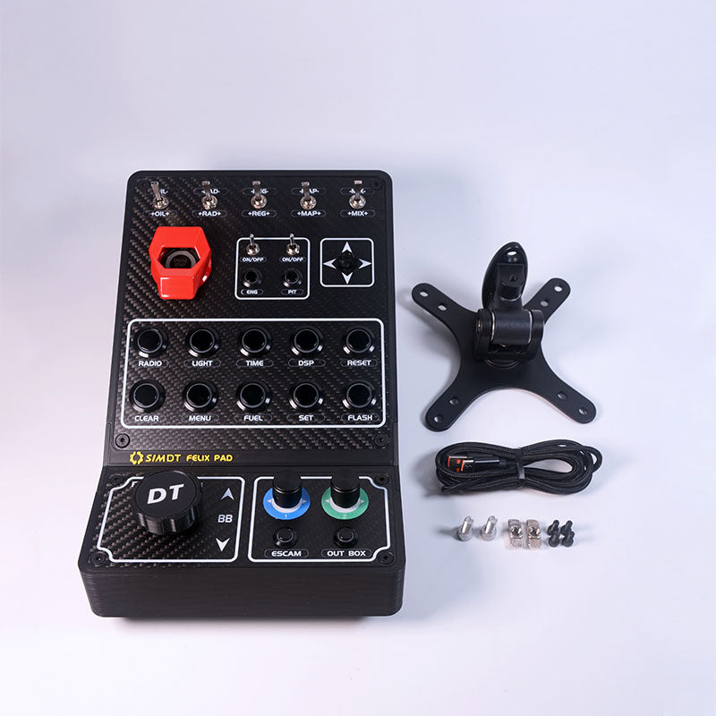 SIMDT FELIX PAD Sim Racing Button Box – 3D-Printed Frame, Carbon Fiber Panels, 14 Illuminated Buttons