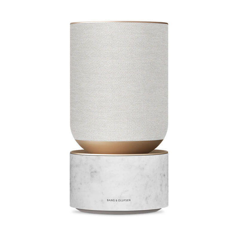 B&O Beosound Balance 360-Degree Speaker 850W Bluetooth Home Speaker (White Marble) for Google Assistant