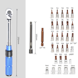 Adjustable Torque Wrench Set 1/4" High Precision S2 Alloy Wrench with Anti-slip Handle Bicycle Maintenance Tool 32PCS Kit