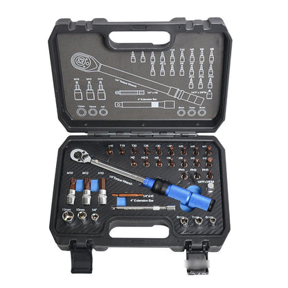 Adjustable Torque Wrench Set 1/4" High Precision S2 Alloy Wrench with Anti-slip Handle Bicycle Maintenance Tool 32PCS Kit