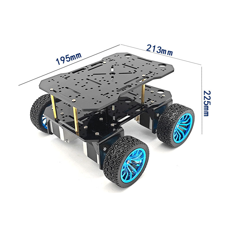 Double-layer 42 Stepper Motor Intelligent Robot Car Chassis 4WD Differential Chassis with 65mm Rubber Wheels