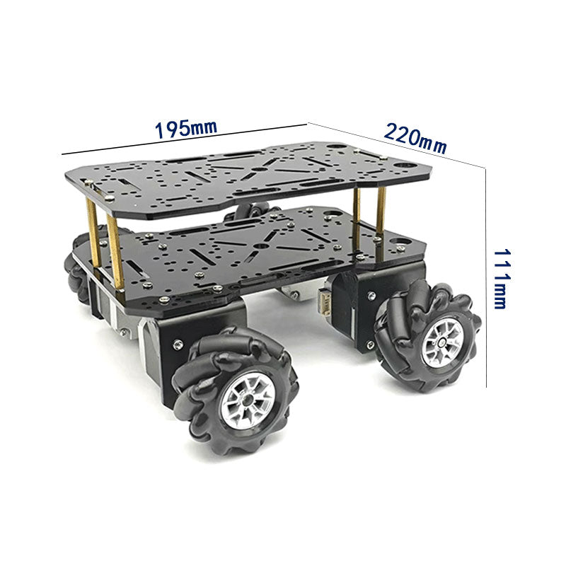 Double-layer 42 Stepper Motor Intelligent Robot Car Chassis 4WD Chassis with 60mm Mecanum Wheels