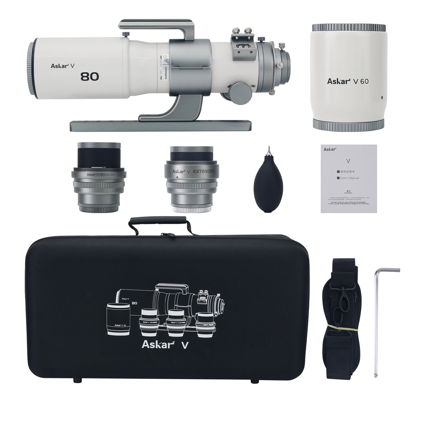 Askar V Professional Astronomical Telescope 60/80mm Double Objective Lens with Reducer/Extender
