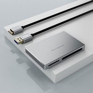FB-886 Portable 5-IN-1 USB3.0 High Speed Card Reader Support for CF/SD/MS/M2/TF Card with Double Side Heat Dissipation Holes