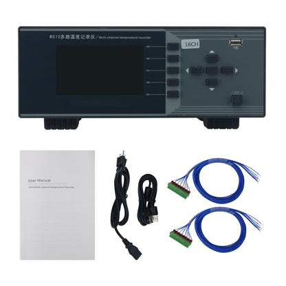 WASITES WS10-16 16CH Multi-Channel Temperature Recorder Temperature Logger with 4.3" True-Color LCD