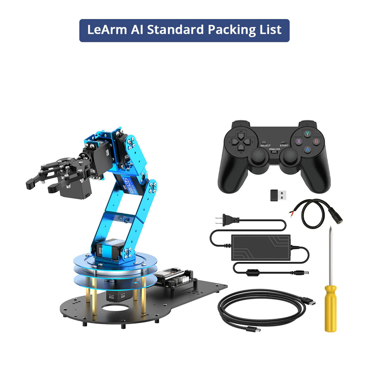 Hiwonder LeArm 6DOF Robot Arm (Standard Version Assembled) with ESP32 Main Control Board and Bus Servos