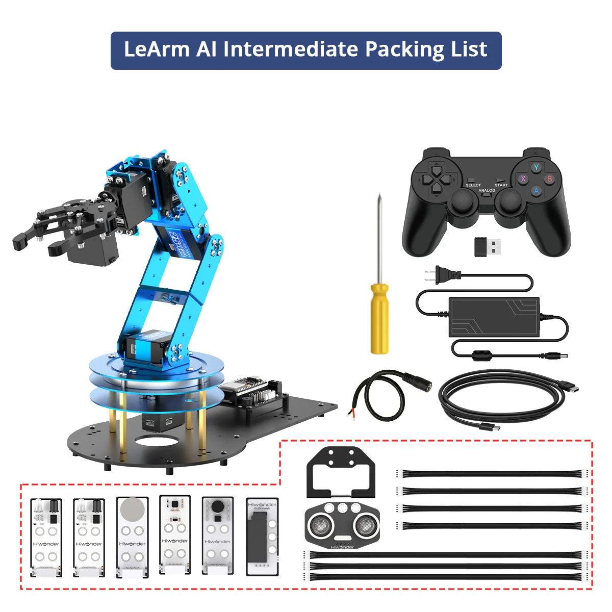 Hiwonder LeArm 6DOF Robot Arm ESP32 and Bus Servos (Intermediate Version Assembled with More Sensors)