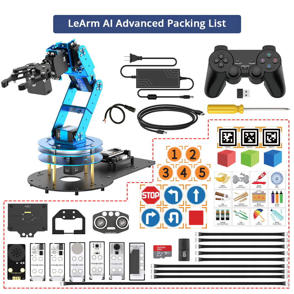 Hiwonder LeArm 6DOF AI Robotic Arm Advanced Version with More Sensors and AI Interaction Expansion Kit