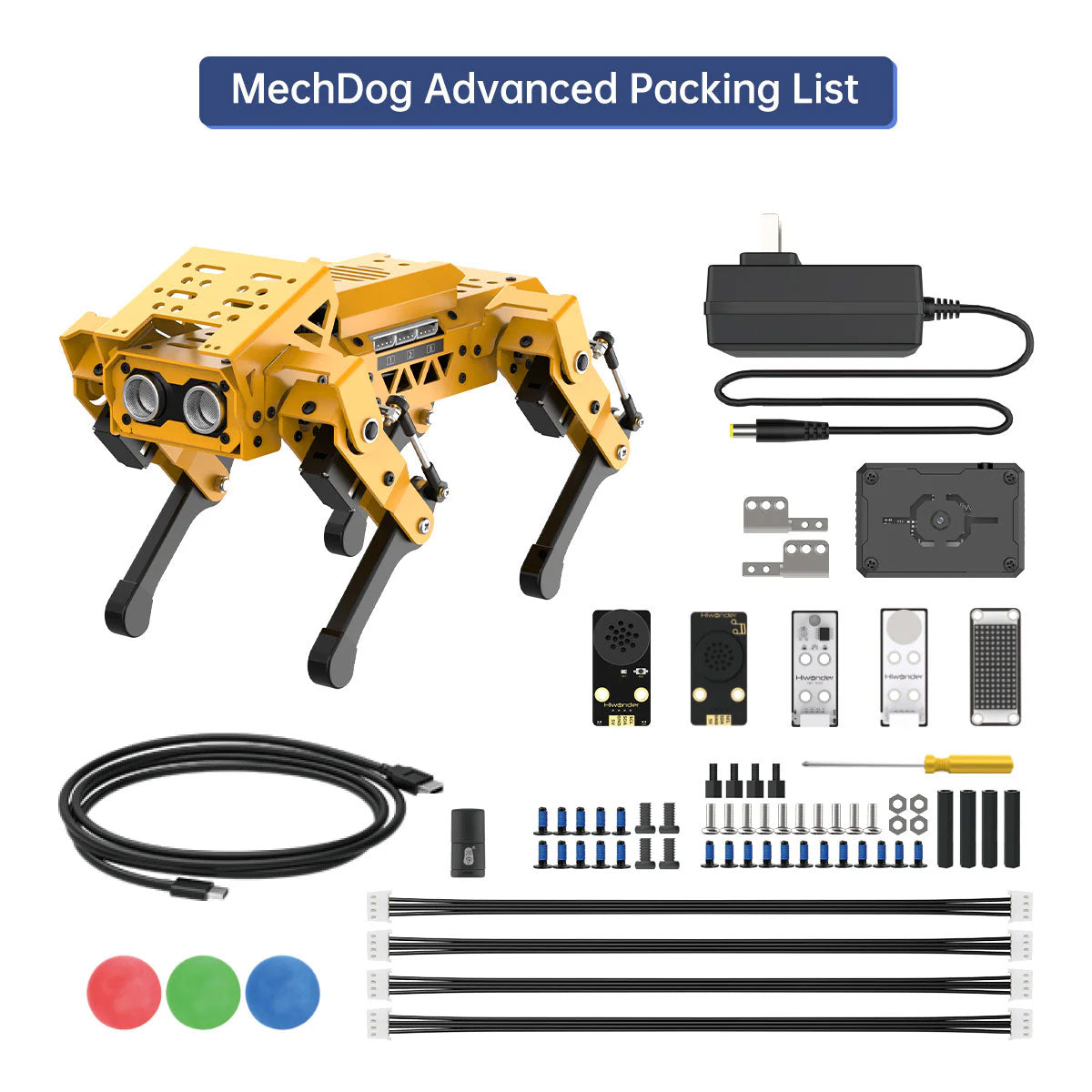 Hiwonder MechDog ESP32 Quadruped Robot Dog (Advanced Version with Vision and Sensor Expansion Packs)