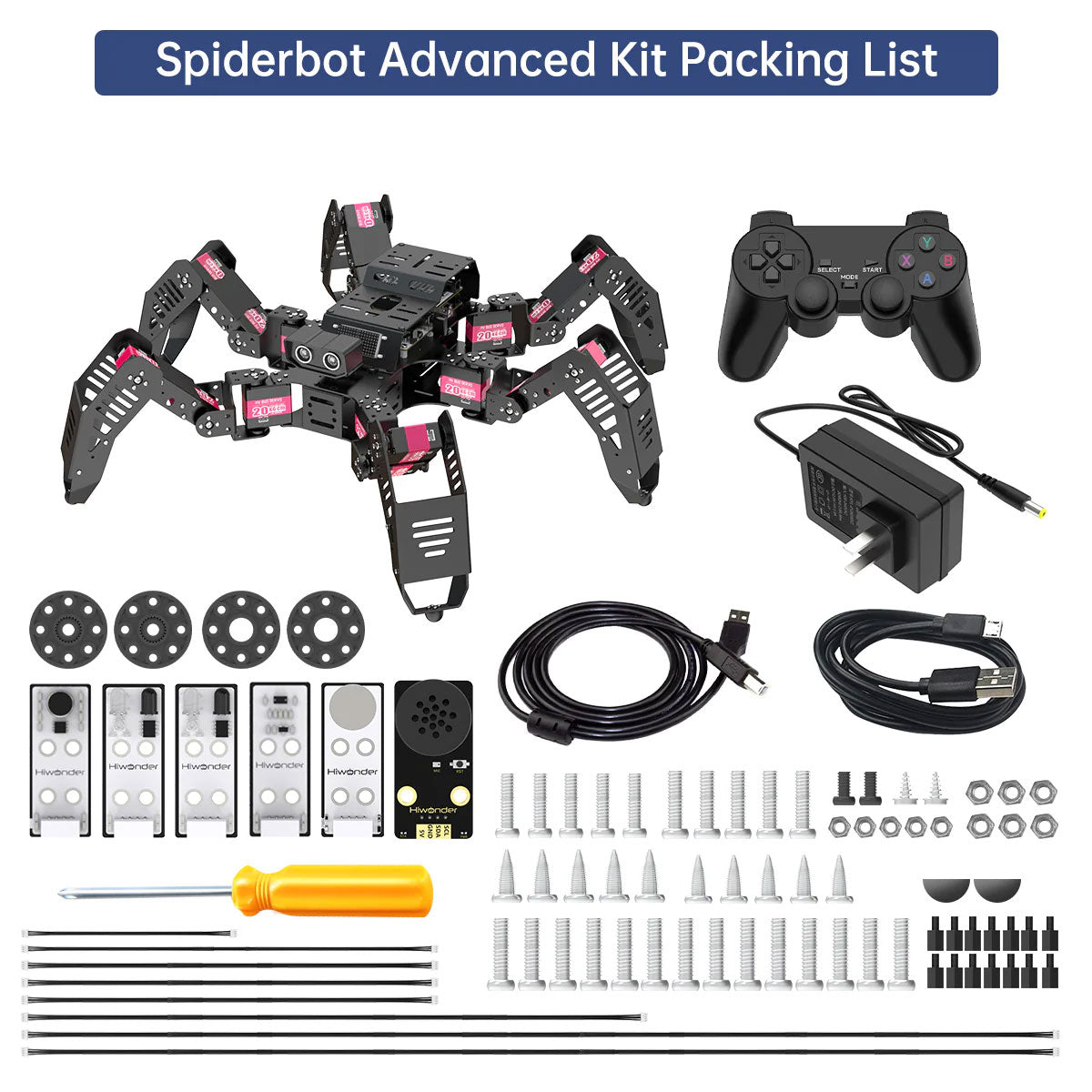 Hiwonder Spiderbot Hexapod Robot Assembled (Advanced Version with AI Voice Interaction and More Sensors)