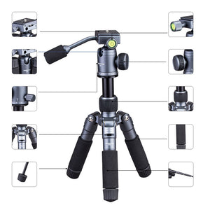 Carbon Gray GT225A+Q10 Desktop Photography Tripod + Gimbal with Handle Portable Cellphone Live Streaming Holder