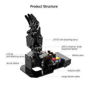 Hiwonder uHand UNO Bionic Hand Robotic Hand Starter Version Left Hand without Sensor Expansion Pack