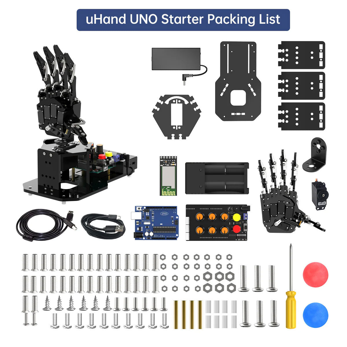 Hiwonder uHand UNO Bionic Hand Robotic Hand Starter Version Right Hand without Sensor Expansion Pack