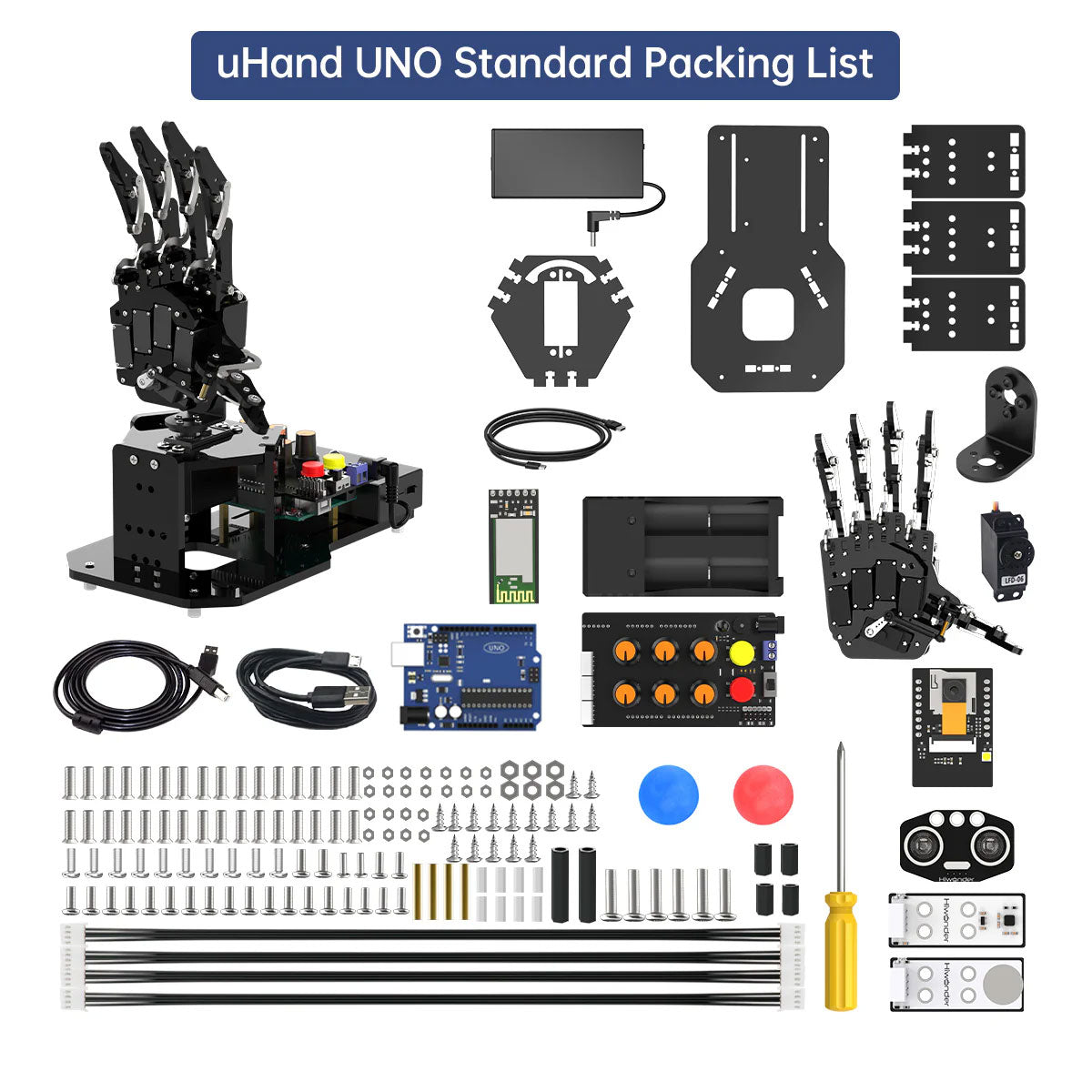 Hiwonder uHand UNO Bionic Hand Robotic Hand (Standard Version Right Hand with Sensor Expansion Pack)