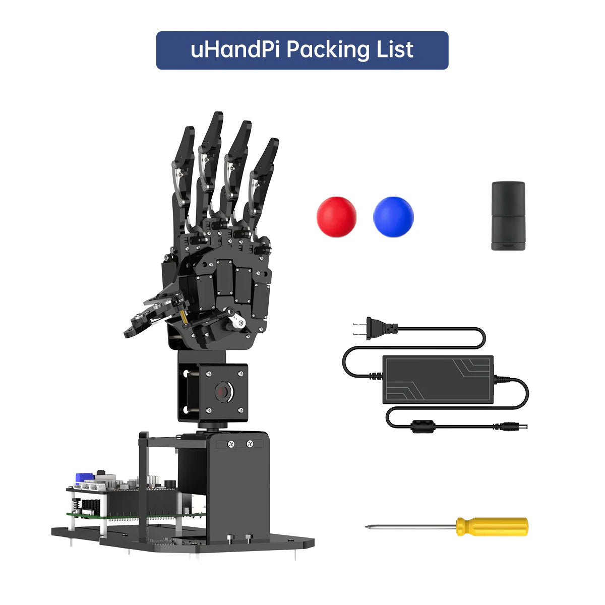 Hiwonder uHandPi AI Vision Robotic Hand Programmable Robot Left Hand with Raspberry Pi 5 (4GB)