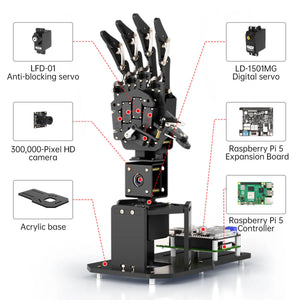 Hiwonder uHandPi AI Vision Robotic Hand Programmable Robot Right Hand with Raspberry Pi 5 (4GB)