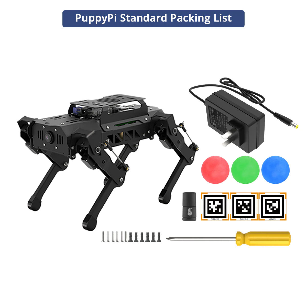 Hiwonder PuppyPi Standard Kit Quadruped Robot Dog ROS Robot with Raspberry Pi 5 (8GB) and AI Vision