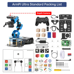 Hiwonder ArmPi Ultra Robot Arm Standard Version with Depth Camera, Raspberry Pi 5 (4GB) &amp; SD Card