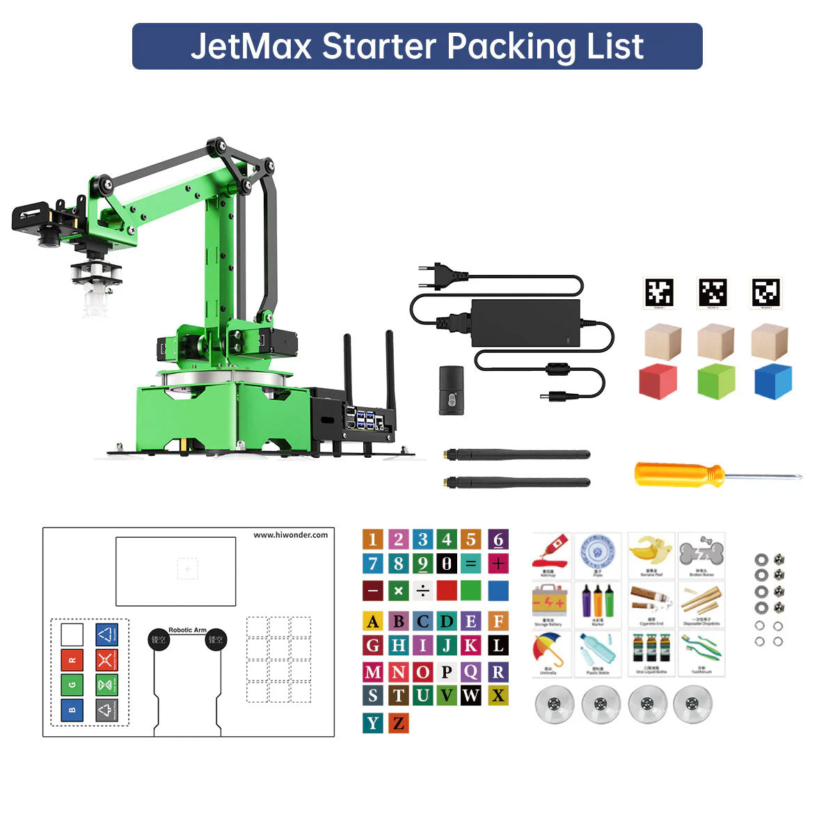 Hiwonder JetMax AI Vision Robotic Arm ROS Robot Arm (Starter Version without Gripper) with Jetson Nano