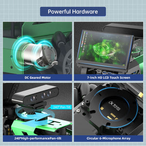 Hiwonder JetAuto Mecanum Wheel Car Advanced Version (Jetson Orin Nano 8GB) w/ 7" LCD &amp; Microphone Array