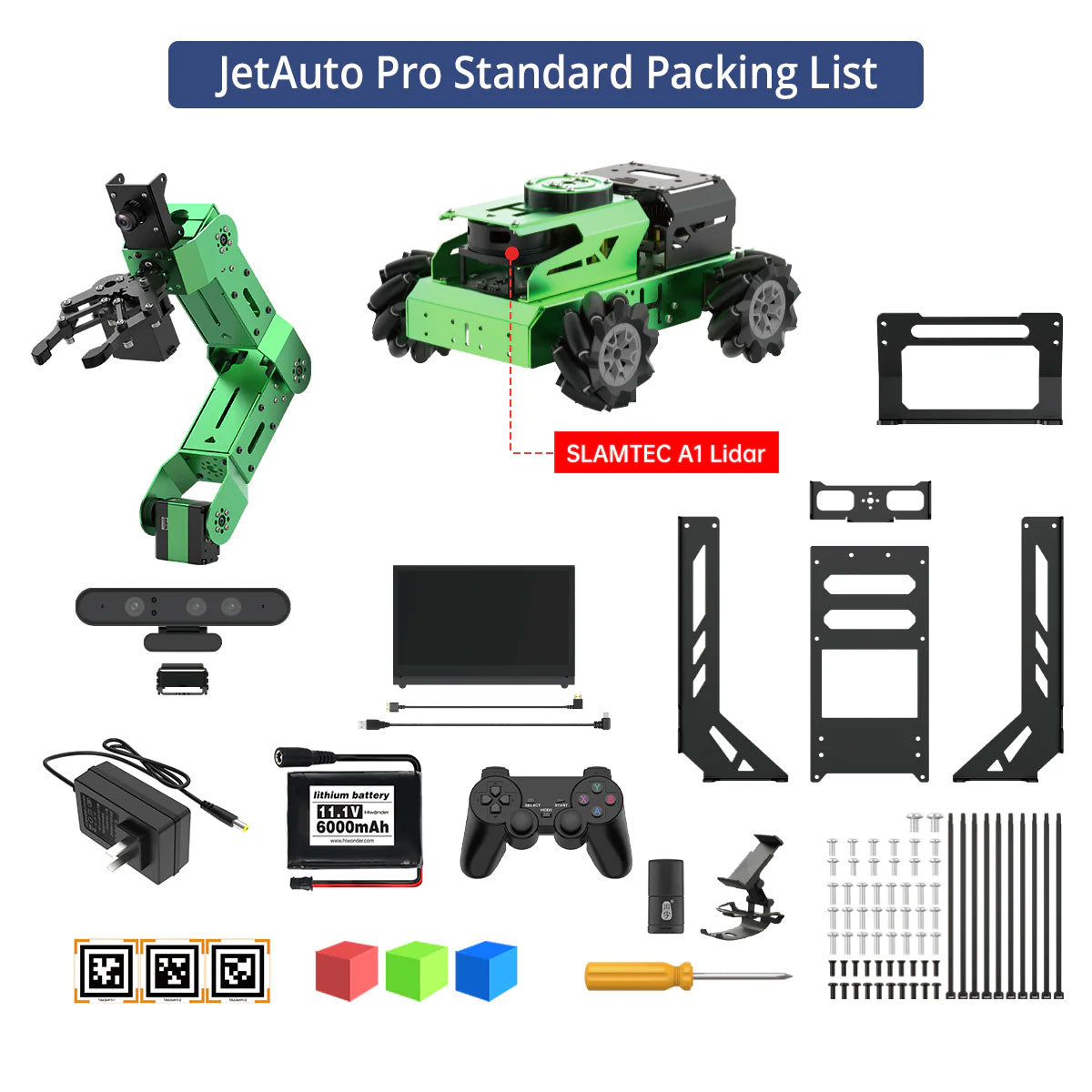 Hiwonder JetAuto Pro AI Robot Car w/ 6DOF Vision Robotic Arm (Standard Version Jetson Orin Nano 8GB)