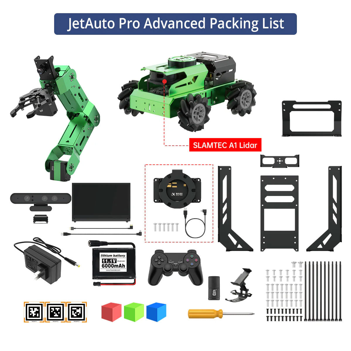Hiwonder JetAuto Pro AI Robot Car Robot Arm Advanced Version Jetson Orin Nano 8GB + Microphone Array