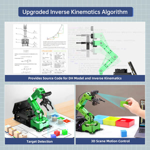 Hiwonder JetArm Robot Arm Ultimate Version Jetson Orin Nano 8GB + Depth Camera + 7" LCD + Microphone Array