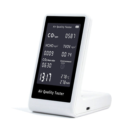 JD-2002 Intelligent Air Quality Tester High Precision CO2/TVOC/HCHO/Temperature/Humidity Detector with 3.2-inch LCD