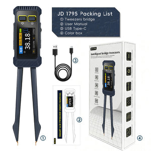 JD-1795 Intelligent LCR Tweezers Bridge Capacitor/Resistor/Inductor/Diode/On-off Tester Support Auto-recognition