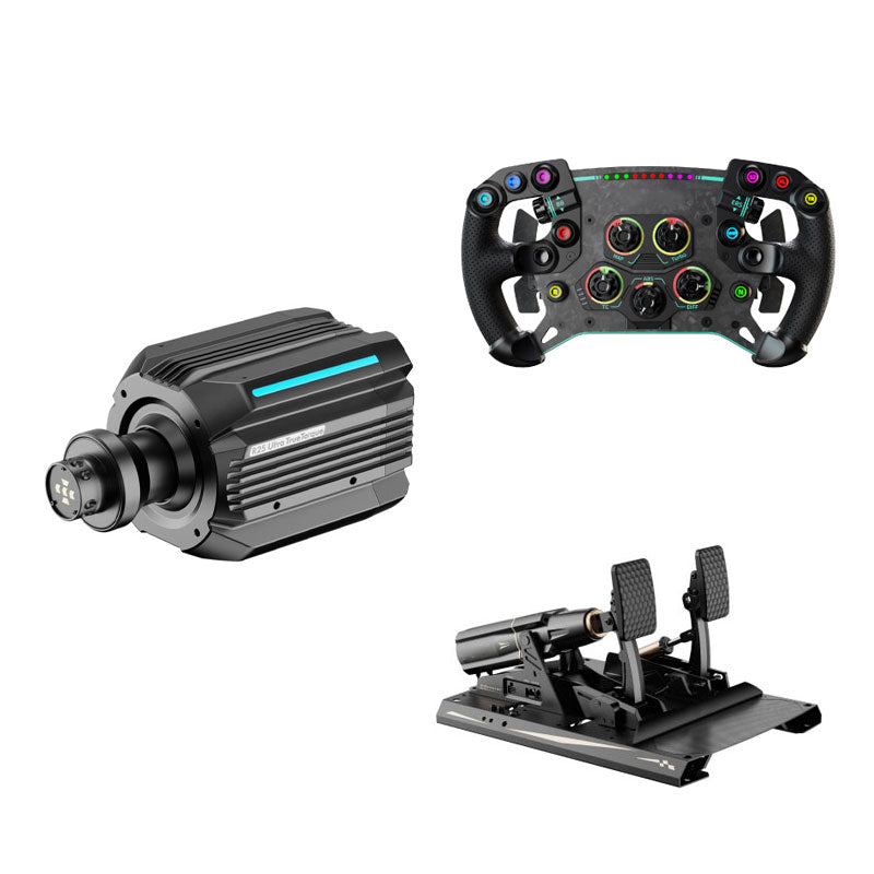MOZA R25 Ultra 25Nm DD Wheel Base + 11.8-Inch GS V2P GT Wheel + mBooster Active Pedal Set (2-Pedal)