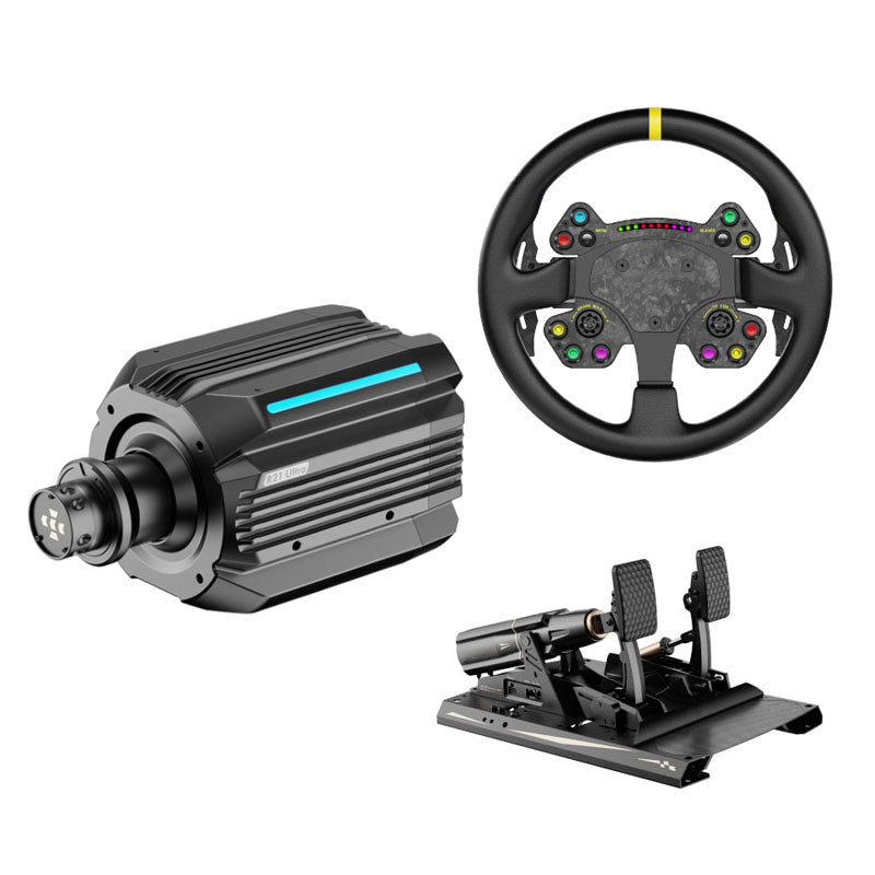 MOZA R21 Ultra 21NM DD Wheel Base + 13-Inch RS V2 Steering Wheel + mBooster Active Pedal Set (2-Pedal)