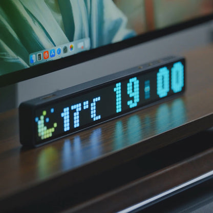 Aluminum Alloy Version LED Dot Matrix Pixel Clock Pickup Voice Control Music Spectrum Light WiFi Time Weather Display Clock