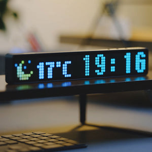Aluminum Alloy Version LED Dot Matrix Pixel Clock Pickup Voice Control Music Spectrum Light WiFi Time Weather Display Clock