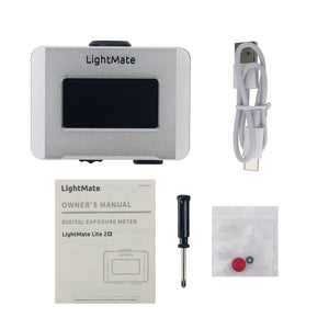 Metal Silvery LightMate 2R Film Camera Light Meter 30°FOV High Precision Chargeable Ambient Light Digital Exposure Meter
