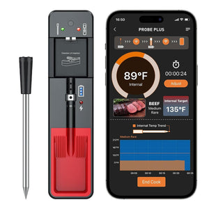 Intelligent Wireless Bluetooth Barbecue Thermometer USB Type-C IPX7 Waterproof BBQ Thermometer Support APP Control