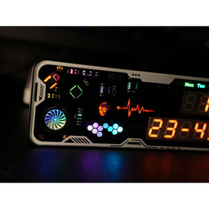 Black Gold Cyberpunk Clock 5V USB Type-C Glow Tube Clock Creative Desktop Decoration DIY Support Day Timing and Countdown