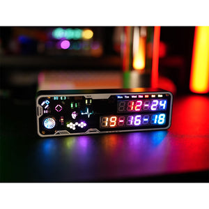 Black Gold Cyberpunk Clock 5V USB Type-C Glow Tube Clock Creative Desktop Decoration DIY Support Day Timing and Countdown