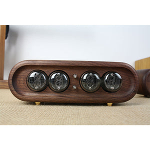 Black Walnut Shell 4-Bit Glow Tube Clock DC5V 1A Retro Digital LED Clock Creative Desktop DIY Decoration