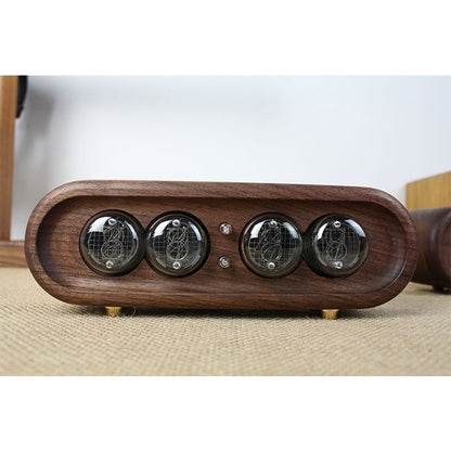 Black Walnut Shell for 4-Bit Glow Tube Clock DC5V 1A Retro Digital LED Clock Creative Desktop DIY Decoration (without Glow Tube)