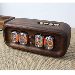 IN12 Black Walnut Shell for 4-Bit Glow Tube Clock DC5V 1A Retro Nixie Tube Clock (without Glow Tubes)