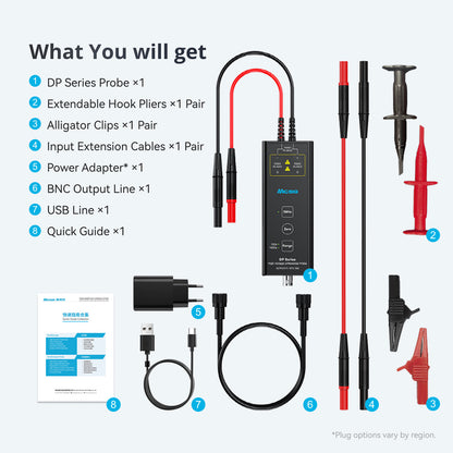Micsig DP700 (100MHz+700V) High-Voltage Differential Probe Dual Range Selection High Accuracy Oscilloscope Probe