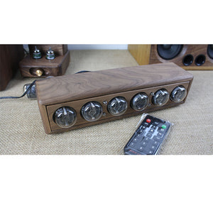 QS30 Black Walnut Glow Tube Clock 6-Bit DC5V 1A Retro Nixie Clock Creative Desktop Decoration DIY