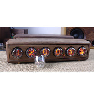 QS30 Black Walnut Glow Tube Clock 6-Bit DC5V 1A Retro Nixie Clock Creative Desktop Decoration DIY