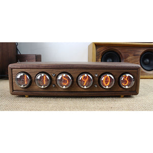 IN4 Black Walnut Glow Tube Clock 6-Bit DC5V 1A Retro Nixie Clock Creative Desktop Decoration DIY