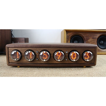 IN4 Black Walnut Glow Tube Clock 6-Bit DC5V 1A Retro Nixie Clock Creative Desktop Decoration DIY