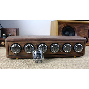 IN4 Black Walnut Glow Tube Clock 6-Bit DC5V 1A Retro Nixie Clock Creative Desktop Decoration DIY