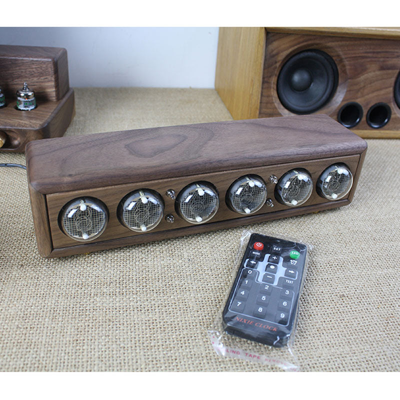 QS30 Black Walnut Shell for Glow Tube Clock 6-Bit DC5V 1A Retro Nixie Clock Creative Desktop Decoration DIY