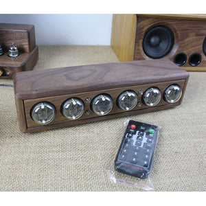 QS30 Black Walnut Shell for Glow Tube Clock 6-Bit DC5V 1A Retro Nixie Clock Creative Desktop Decoration DIY