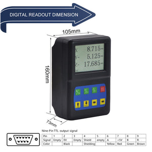 Black D50-3V Industrial 5W 3-Axis Digital Readout with 3.5-inch Color LCD Support PLD/PCD Functions for Linear Scales