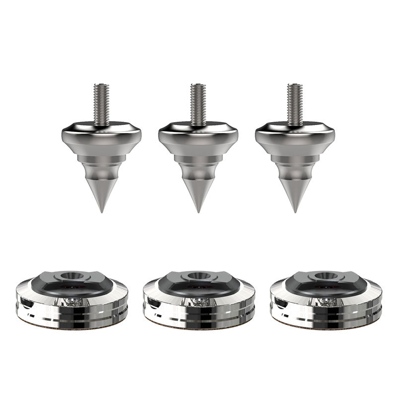 Audio Speaker Shock-absorbing Stainless Steel Foot Nails and Soft Rubber Wooden Foot Nail Pads (3PCS REF M6 + 3PCS XPAD REF)